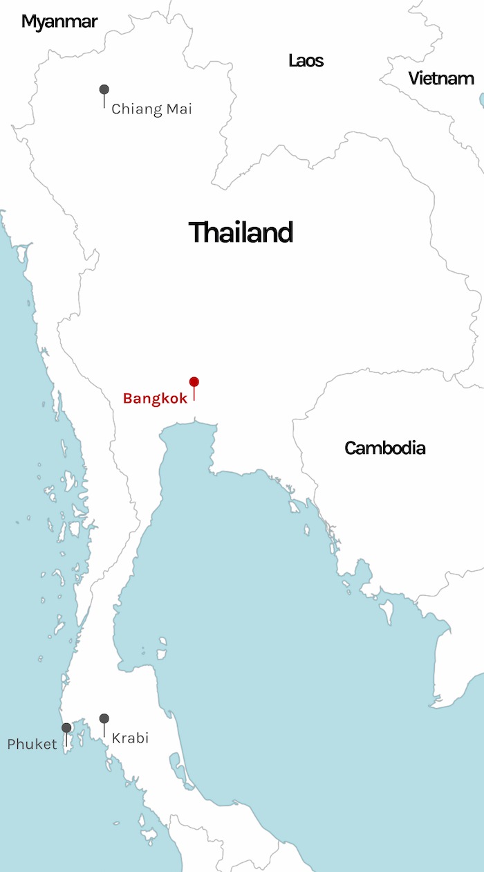 Bangkok marked on map of Thailand Bangkok marked on map of Thailand