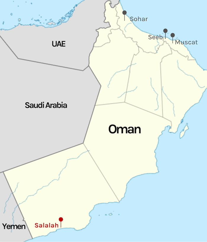 Salalah map Muscat map