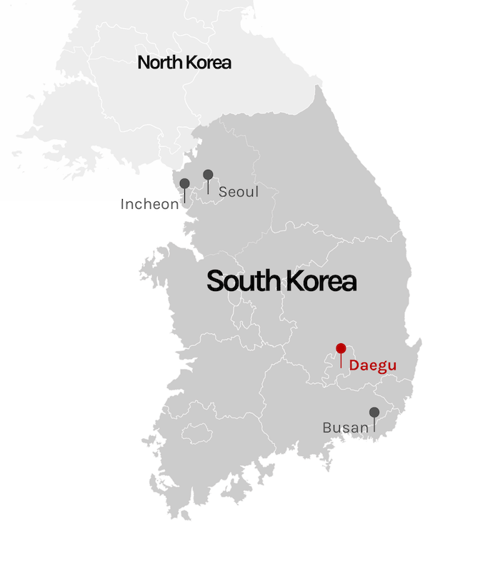 Daegu marked on south korea map Seoul marked on south korea map